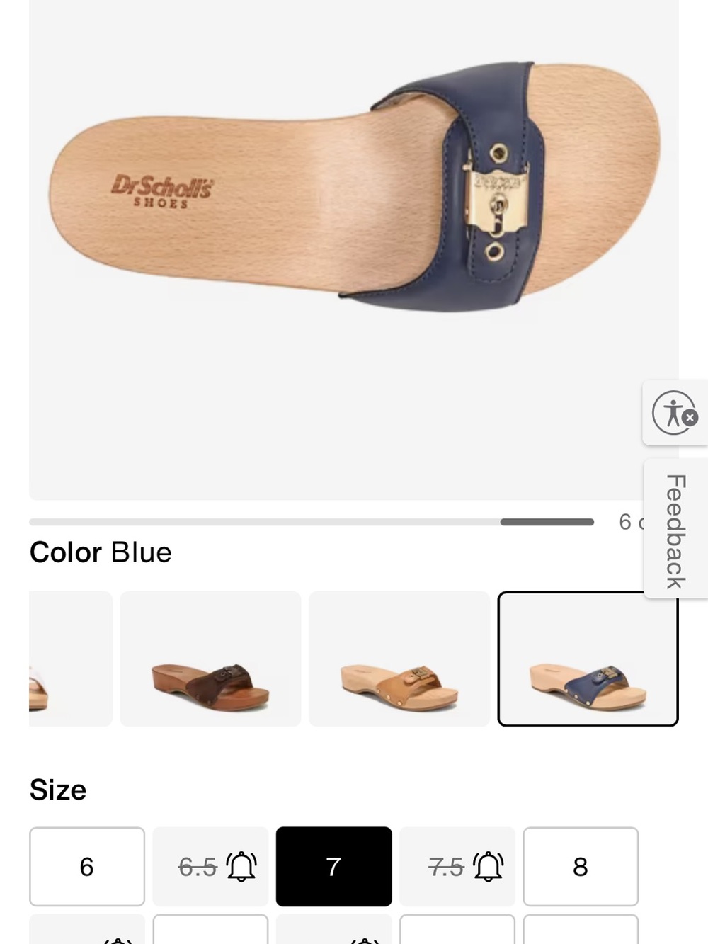 Dr. Scholl's navy the original icon   Leather Slide Mules wood summer adjustable - Picture 12 of 12